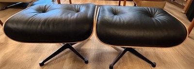 1 Ottoman Footstool Mid Cenutry Modern Eames Style Black Bentwood