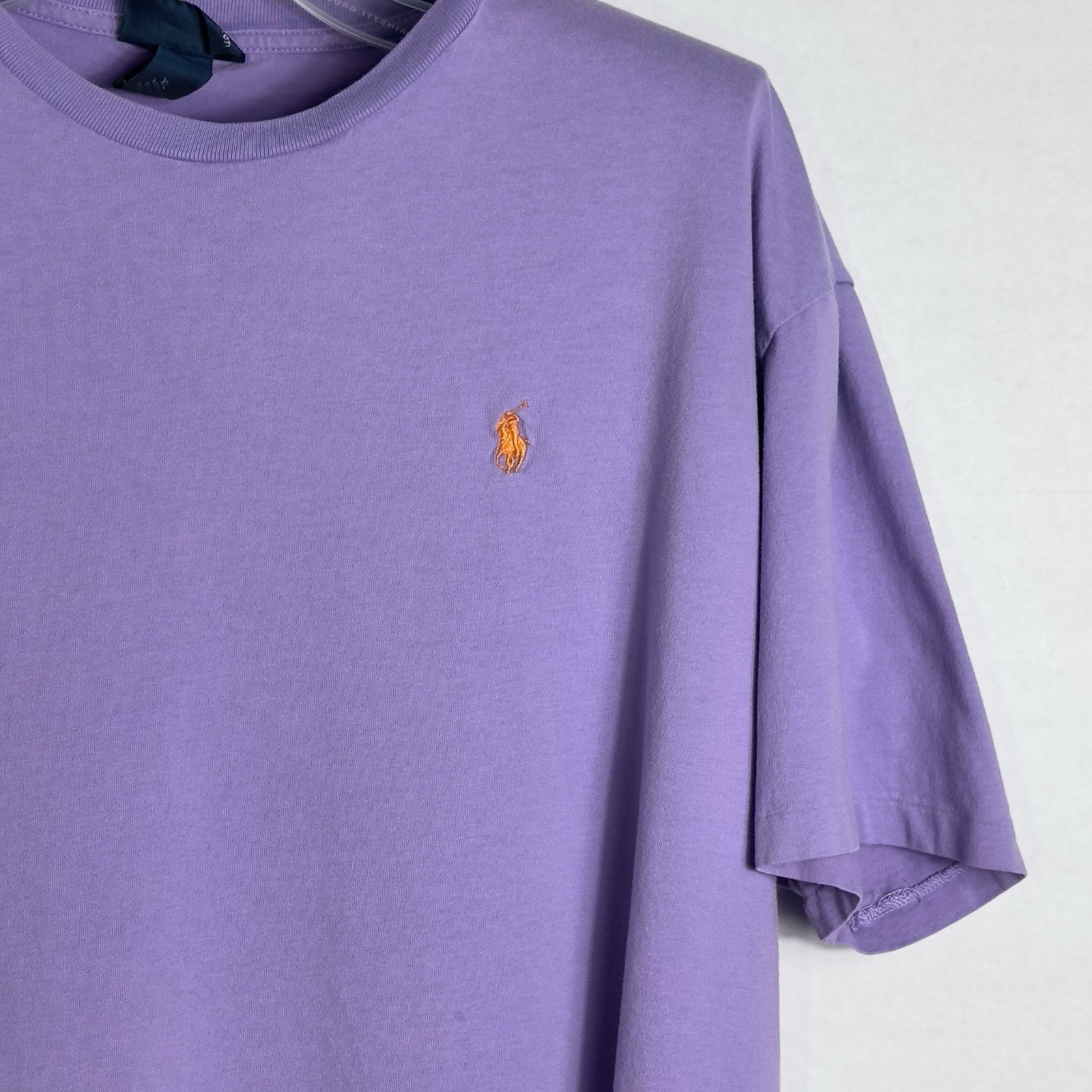 Polo Ralph Lauren uomo XL cotone t shirt viola arancione pony punto singolo