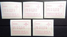 Südafrika RSA 1987: 5 ATM / labels FRAMA,Automaten-Nr. P.005, MN 3, pfr./MNH