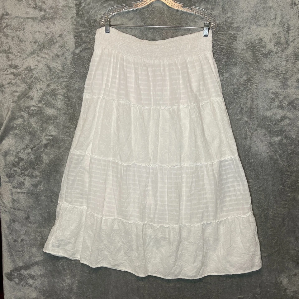 Falda midi Sonoma para mujer Cottagecore modesta boho con capas cintura ajustada L blanca Foto 2 de 4