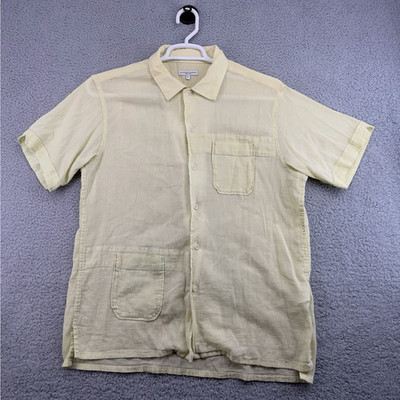 ENGINEERED GARMENTS New York Mens Short Sleeve Shirt L Yellow USA Cotton