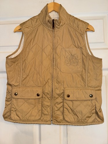 Lauren Ralph Lauren Weste Damen Large Beige Wende Gesteppt Wattiert Full Zip