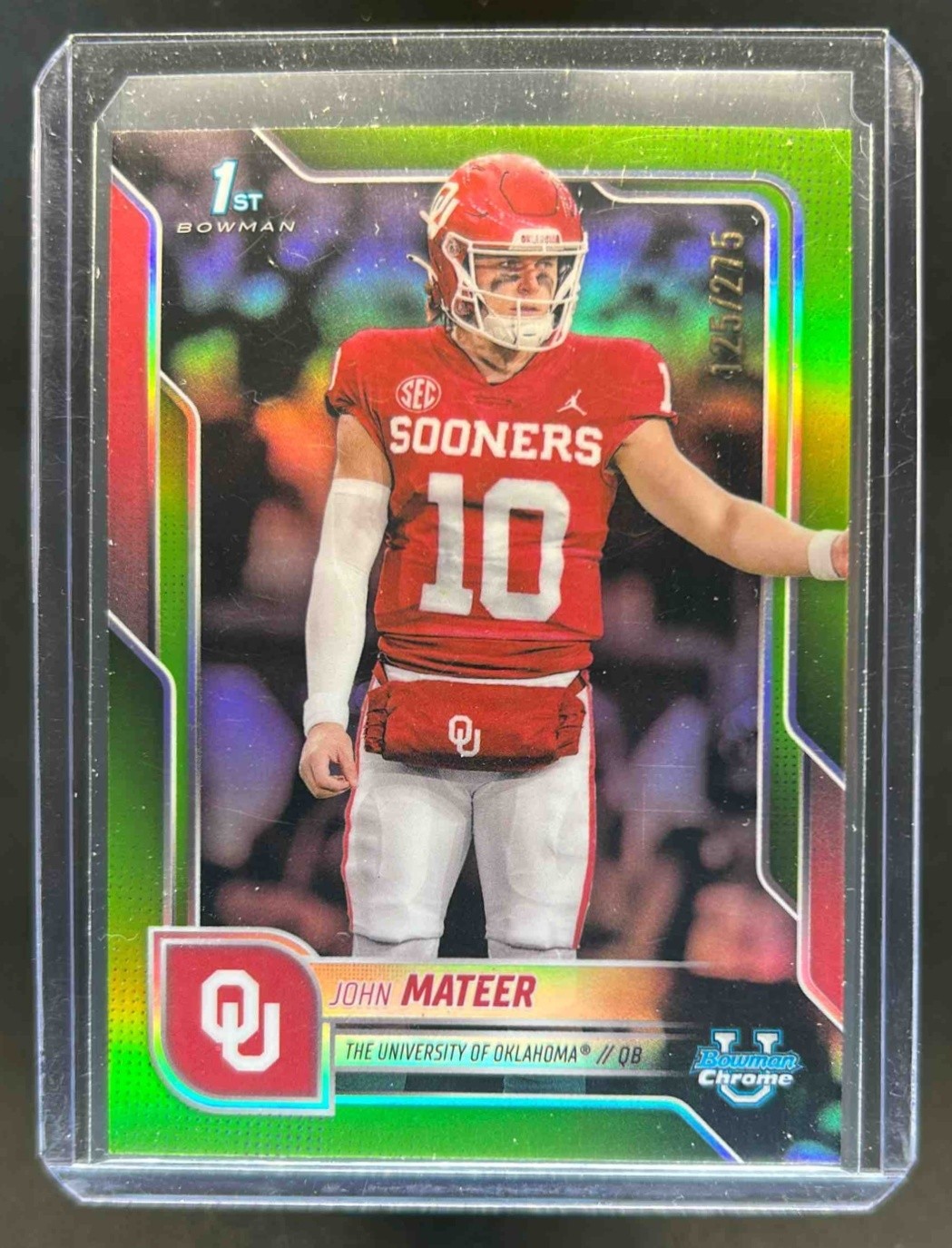 2025 Bowman Chrome U John Mateer 1st Prospect Lime Green Refractor #125/275