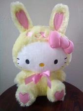 Cute 13.5” Sanrio HELLO KITTY Plush YELLOW BUNNY Easter Stuffed Animal Kawaii