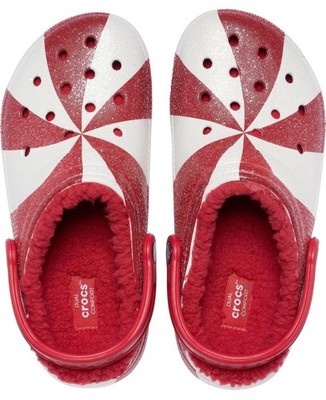 Candy Cane Crocs Unisex Adult Lined Clogs  M5 W7 EUR 37-38 Classic Holiday