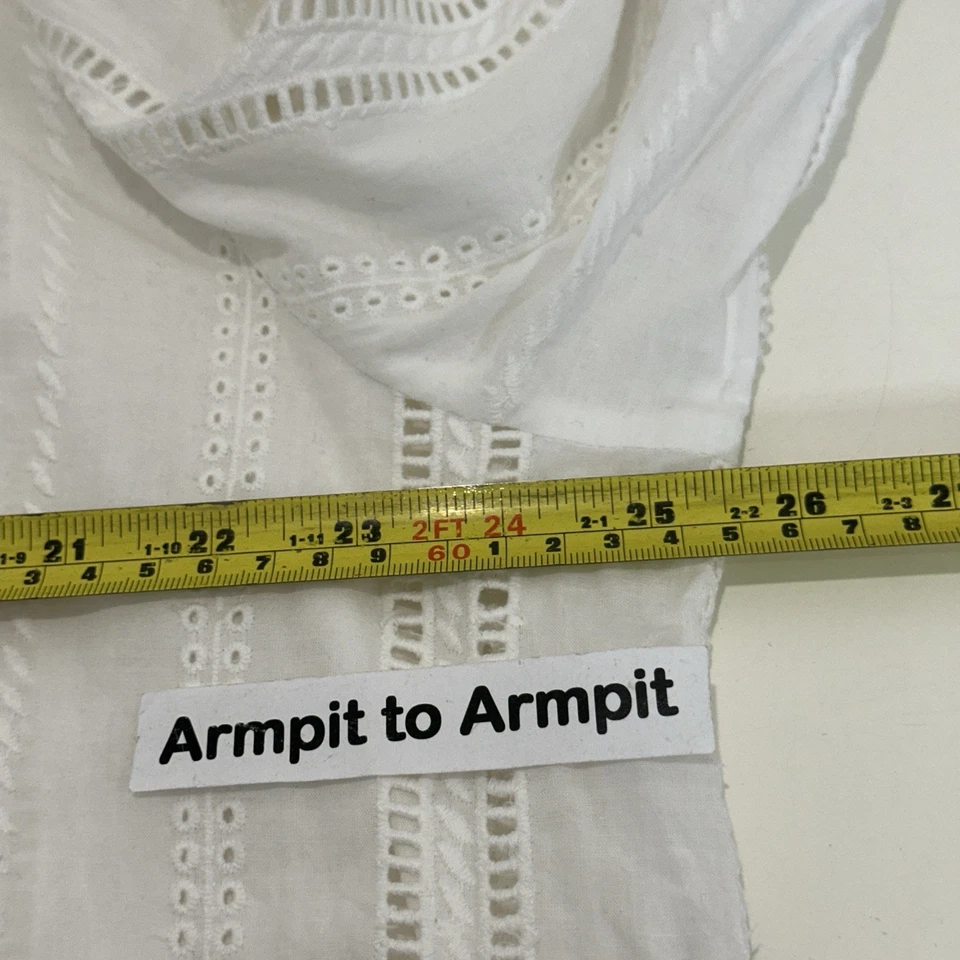 Camisa de vestir Sunseeker para mujer L blanca algodón detalle de ganchillo vacaciones en la playa Foto 4 de 4