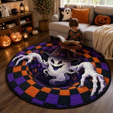 Witch Ghost Halloween Rug 3D Haunted Portal Spooky Round Decor Gift
