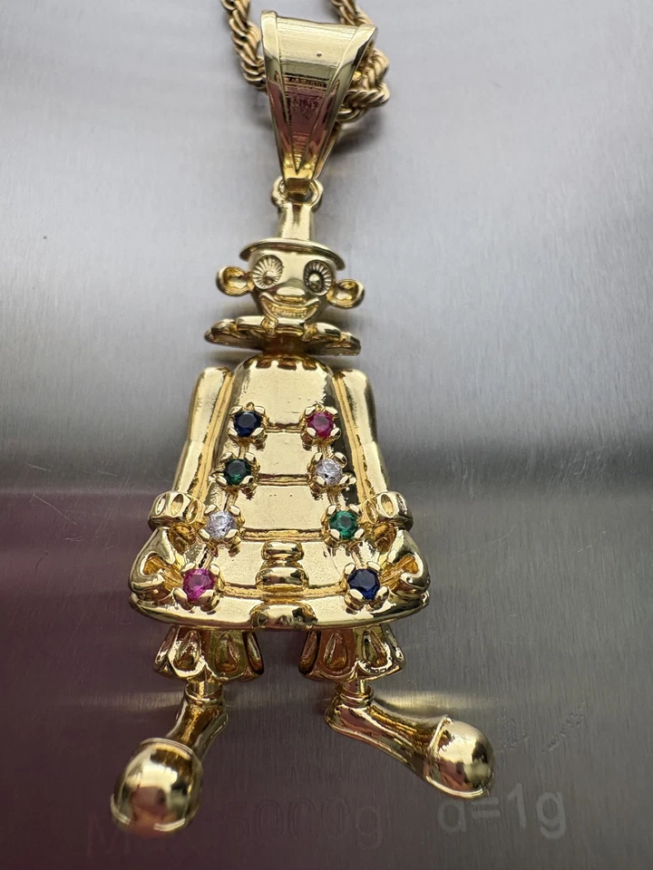 18k Gold-Filled Large 3D Clown Pendant 20 inch necklace vintage child’s adults - Image 2 of 4