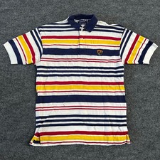 Gant Polo Mens Size M Multicolor Striped Rough Weather Short Sleeve Stained