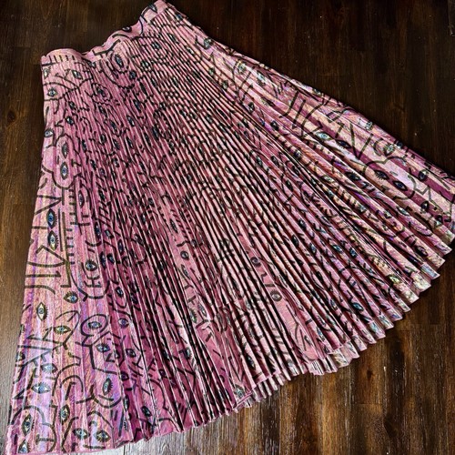 DELFI Collective Clara Skirt Holographic Pleated RARE Med Bold Dopamine