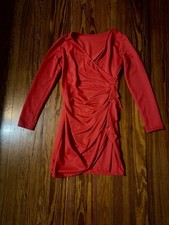 Red Long Sleeve wrap dress