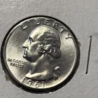 1961-D Washington Quarter  Mint State BU.  90% SILVER