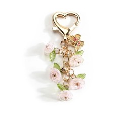 Flower Keychain Colorful Springtime Keycharm for Women Floral Keyring for Pink