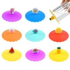 8PCS Silicone Cup Lids Mug Cover, Colorful Food Grade Anti-dust Airtight MIX