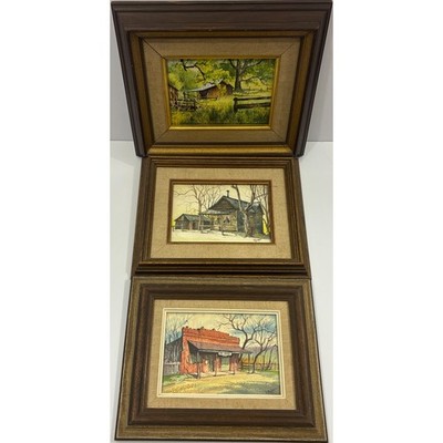3 Framed Original Watercolors Signed R. Baker Ralph H Baker Oakland CA 5x7