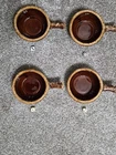 4 HULL 'Brown Drip Glaze' 5½ SOUP BOWLS/CROCKS w/Handles (Ohio, USA): Set of 4