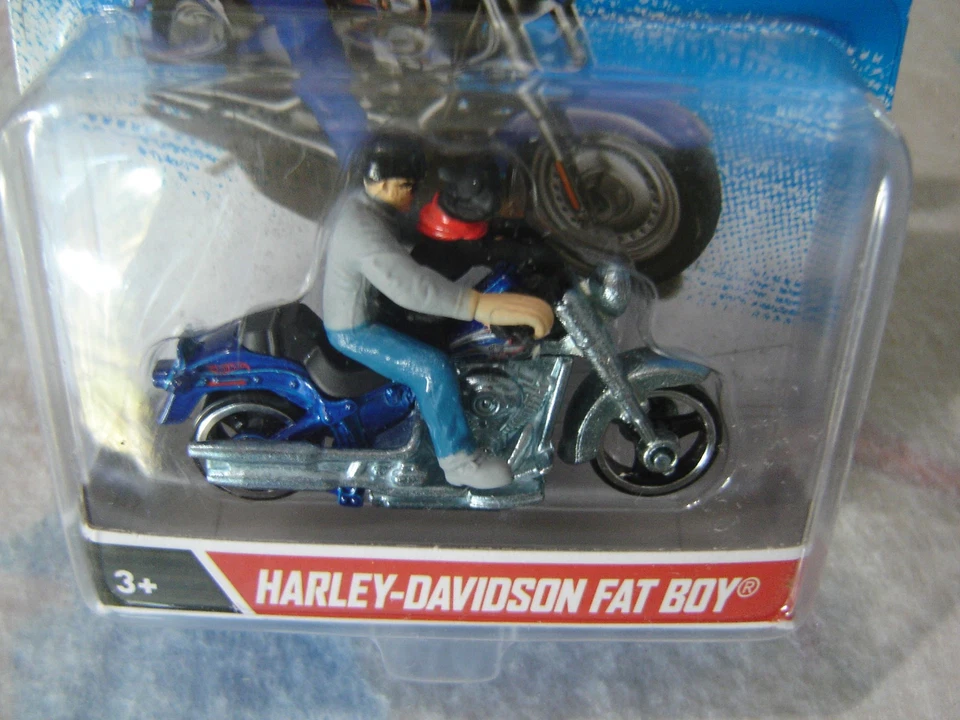 2013 Hot Wheels Harley Davidson Fat Boy With Dog And Rider Blue - Image 2 of 3