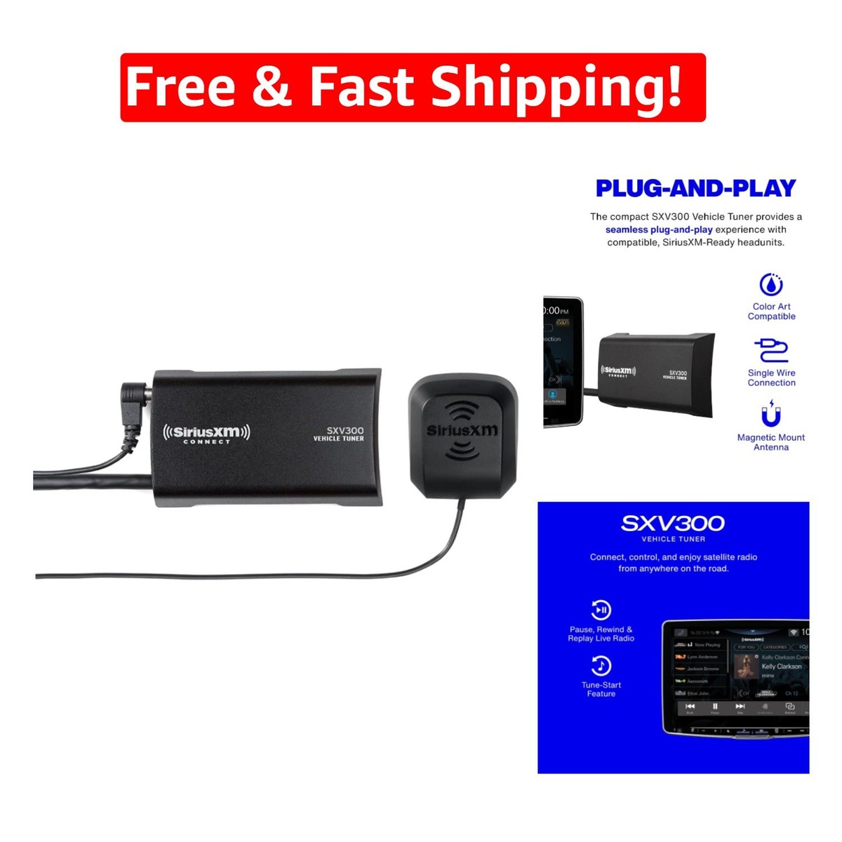 Compact SiriusXM Vehicle Tuner for -Ready Car Radios 165 Channels of Music