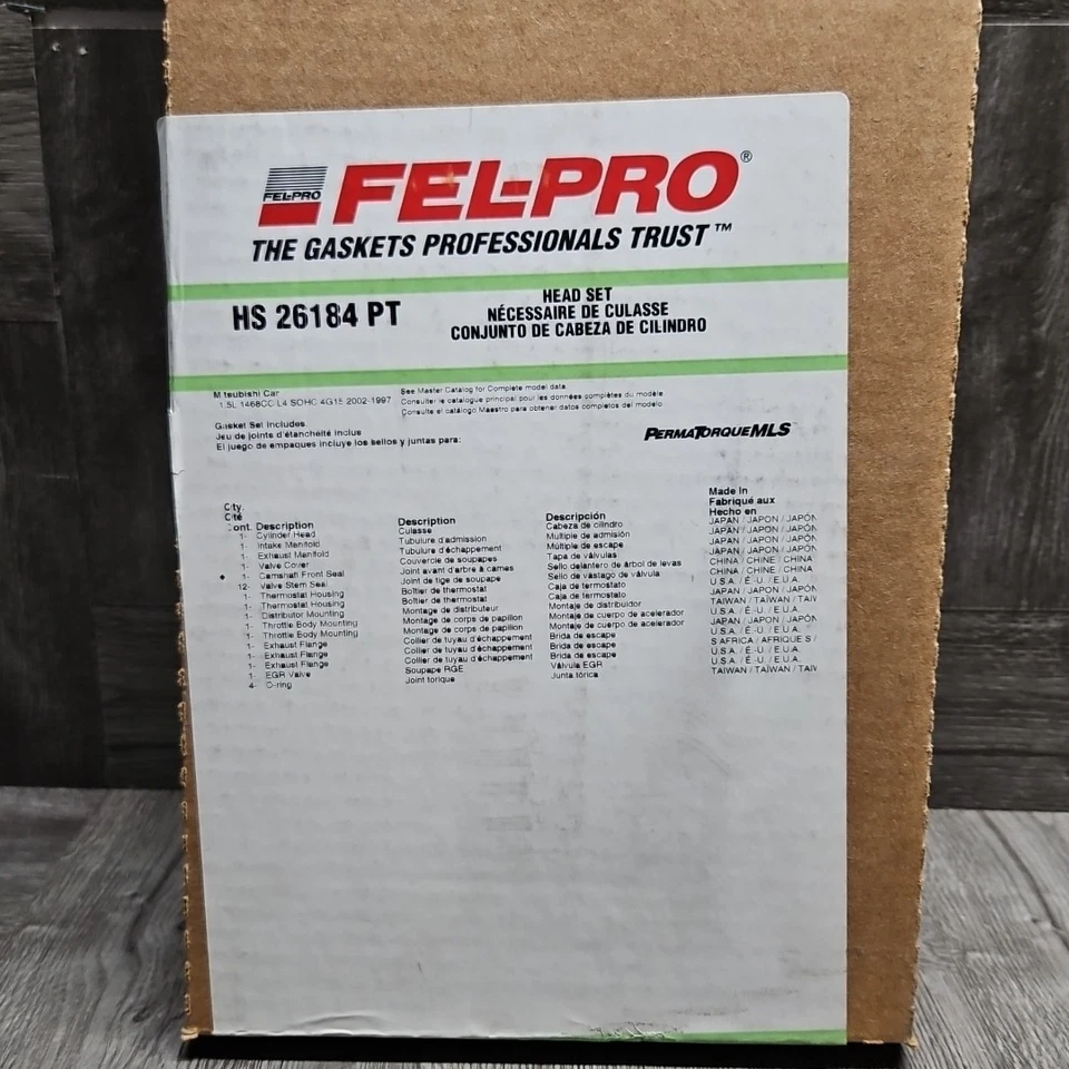 Комплект прокладок головки для 1997-2002 Mitsubishi Mirage 1,5 л 4 цилиндра Felpro - Изображение 3 из 4