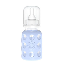 Glass Baby Bottle with Stage 1 Nipple and Protective Silicone Sleeve Blanket 4 O