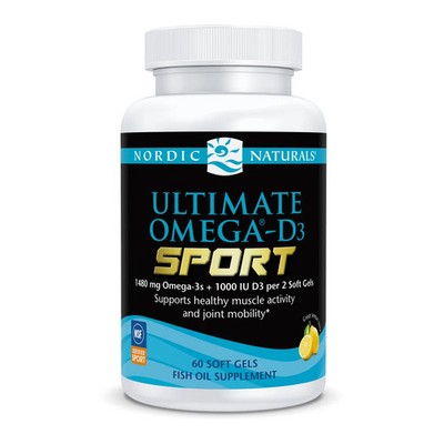 Nordic Ultimate Omega D3 Sport -  Cholecalciferol Vitamin D & Omega 3, 60 Ct