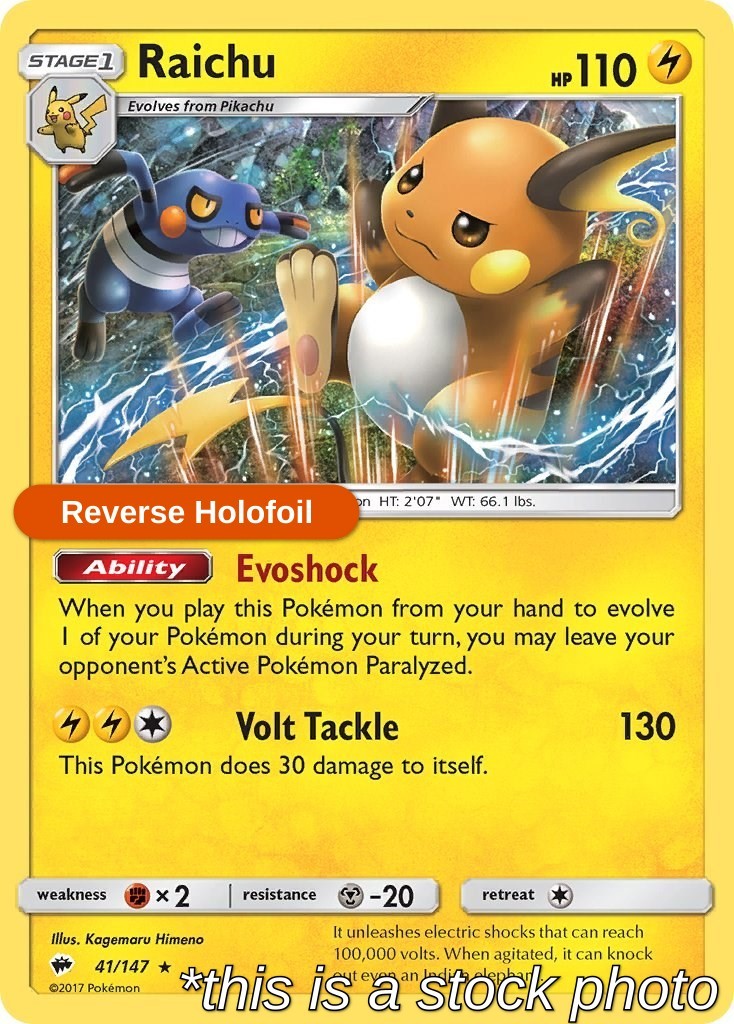 Reverse Holofoil - Raichu - 41/147 - SM - Burning Shadows - LP