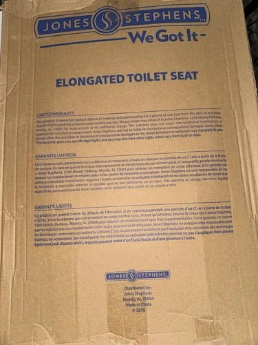 Jones Stephens Closed Front Elongated Plastic Toilet Seat W/Cover 18.5" White - Picture 9 of 9