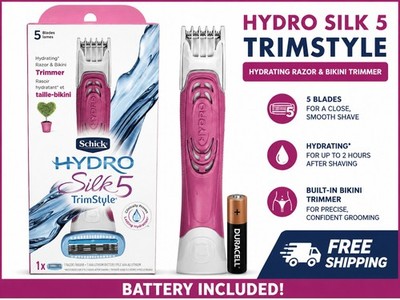 Schick Hydro Silk 5 TrimStyle Razor & Bikini Trimmer 5 Blade Battery Included