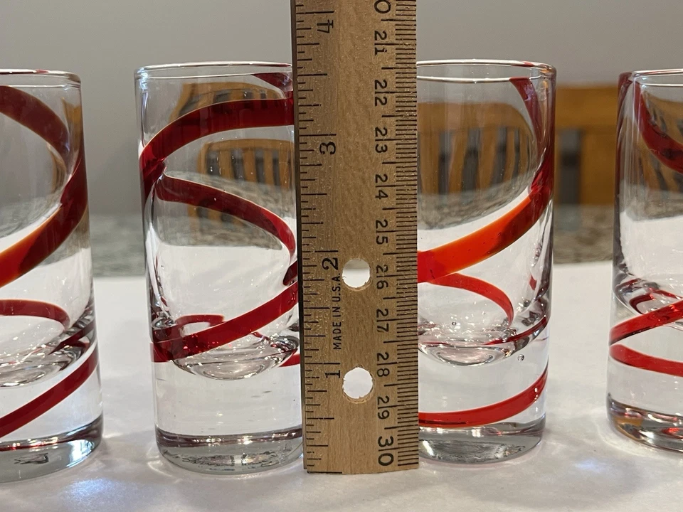 Pier 1 Swirline Rojo Shot Glasses/Cordial Juego de FiveHolds 1.5 Onzas Foto 4 de 4