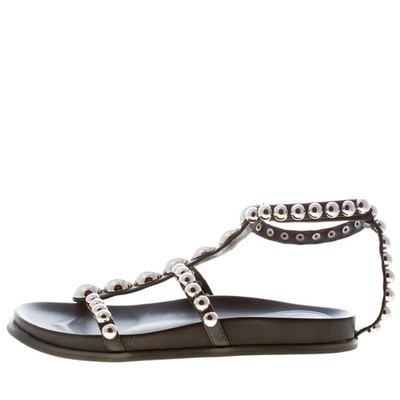 JEFFREY CAMPBELL Damen Schuhe Sandale Flatform Minnow Kunstleder Schwarz Nieten