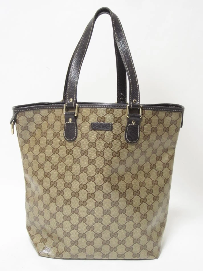 Sac fourre tout GUCCI GG toile enduite beige marron foncé 265693 utilisé du Japon