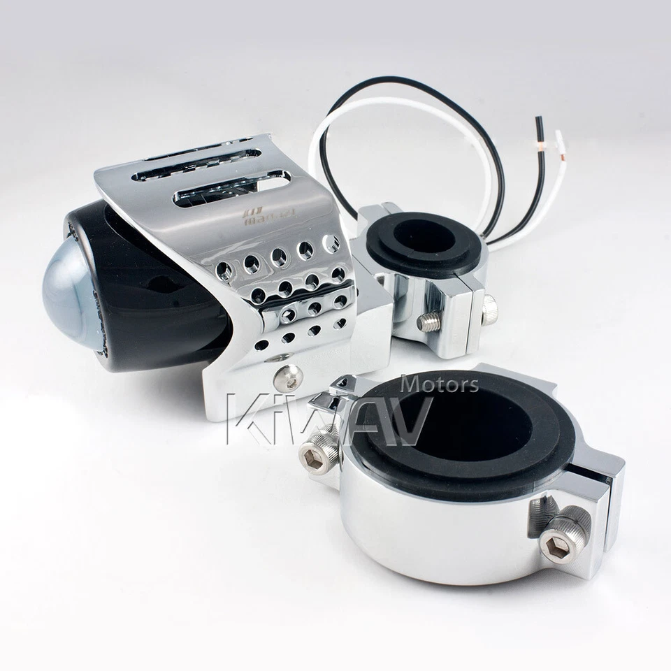 VAWiK - Luz antiniebla redonda lente azul haz halógeno cromo carcasa 1 pieza kit de cableado θ Foto 3 de 4