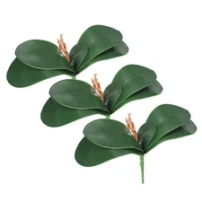 3 Pcs 10.43 Inch Faux Orchid Leaves 5 Petals Artificial Leaf with Stems