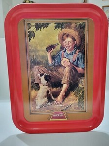 Coca-Cola Norman Rockwell "Barefoot Boy" Metal Tray issued in 1991.