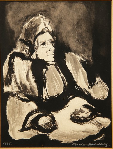 Black and White Watercolor of an Arabic Man signed and dated 1935 - Picture 3 of 11