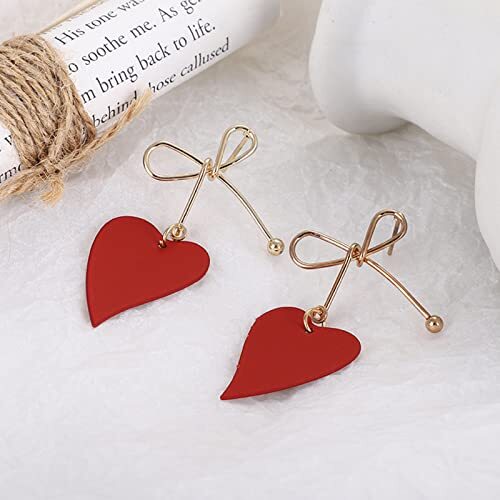 Herz Ohrringe für Frauen rot Herz Ohrringe Valentinstag Geschenke für Sie 2 Paar - Bild 8 von 8