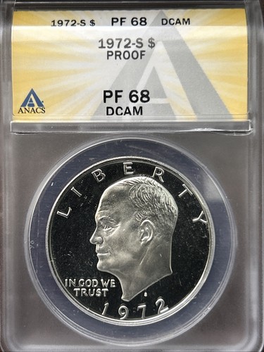 1972-S Proof Eisenhower (Ike) Dollar - ANACS PF 68 DCAM - Doubled Die (DDO-004)