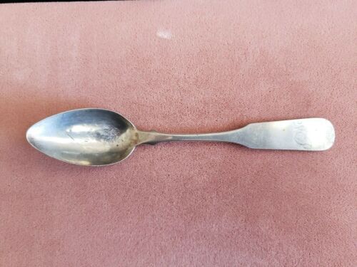 ANTIQUE COLLECTABLE 6" * N. HARDING * COIN SILVER (90%) TEA SPOON - MONO - Picture 1 of 12