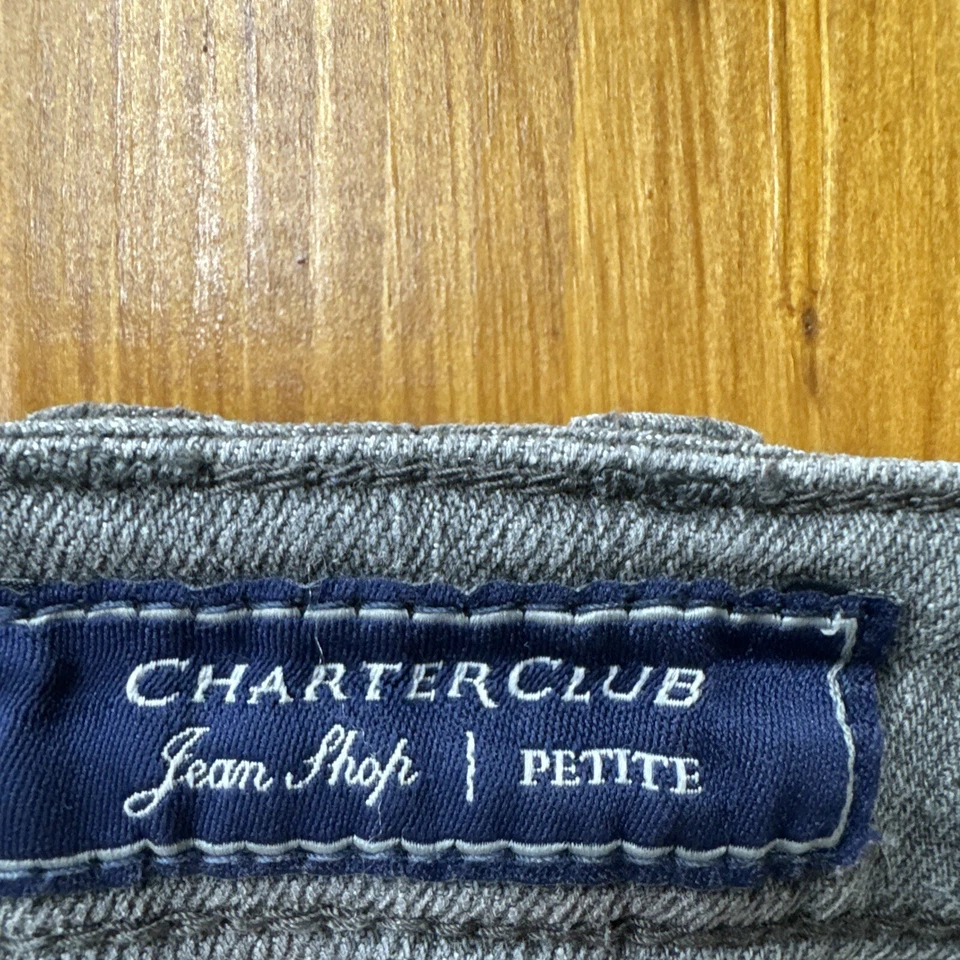 Charter Club Mujer Pequeño Moderno Recto, Talla 10P Gris Secuencia Bolsillos Traseros Foto 2 de 4