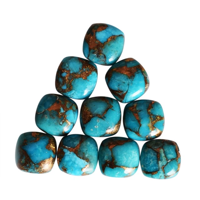 25x25MM Round Shape, Blue Copper Turquoise Calibrated Cabochons AG-233