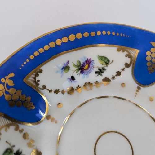 Tazza e piattino oversize in porcellana Vieux Paris oro pesante, blu francese dipinto a mano - Foto 5 di 15