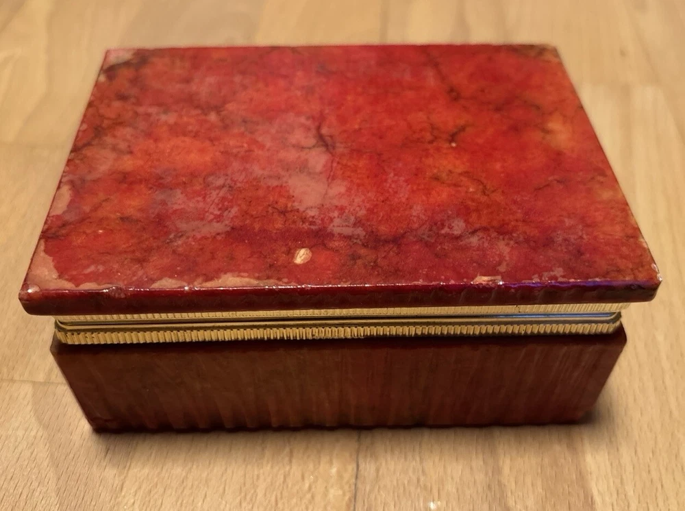Schmuckkästchen, Vintage, roter Alabaster oder Marmor