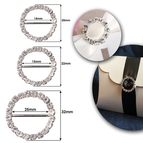Diamante Rhinestone Buckles Ribbon Slider Wedding Party Invitation Embellishment - Picture 11 of 19