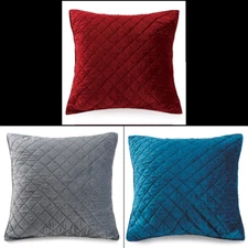 Better Homes & Gardens Quilted Velvet Euro Pillow Sham 26"×26" Gray Red Teal New