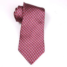 Van Heusen Silk Tie Red Geometric Pattern Classic Preppy Office Retro Look