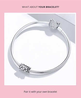 925 Sterling Silver Flower Bead Charm For Bracelets Vintage Lace