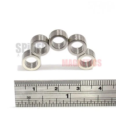 SPIDER MAGNETICS 25 Neodymium N52 Ring Magnets 9.5mm dia x 1mm + 6.35mm hole strong neo magnet