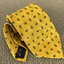 Ermenegildo Zenga All Silk Neck Tie Yellow 3.75" x 60" Made In Italy