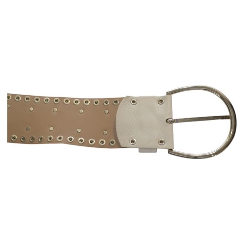 Blumarine White Leather Silver Tone Studs Wide Women's Waist BELT size 42 - Picture 5 of 7