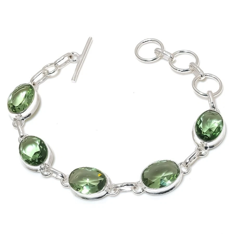 VALENTINO Bracciale gioielli in argento sterling 925 fatto a mano con pietre preziose ametista verde misura 7 8''